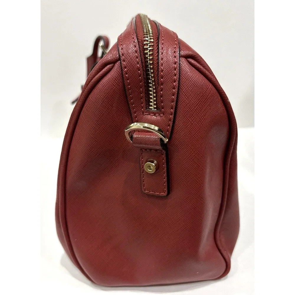 Coccinelle Red Saffiano Leather Satchel Tote Bag Gold Hardware Italy EUC